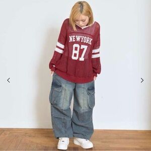 Lovetoxic LTXC Japanese Juniors Quick-Dry Stretch Denim Baggy Cargo Pants LL New